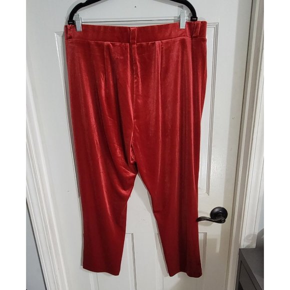 Torrid Womens Red Relaxed Taper Velvet High Rise Pants Flat Front Size 18‎ NWT - Picture 6 of 13